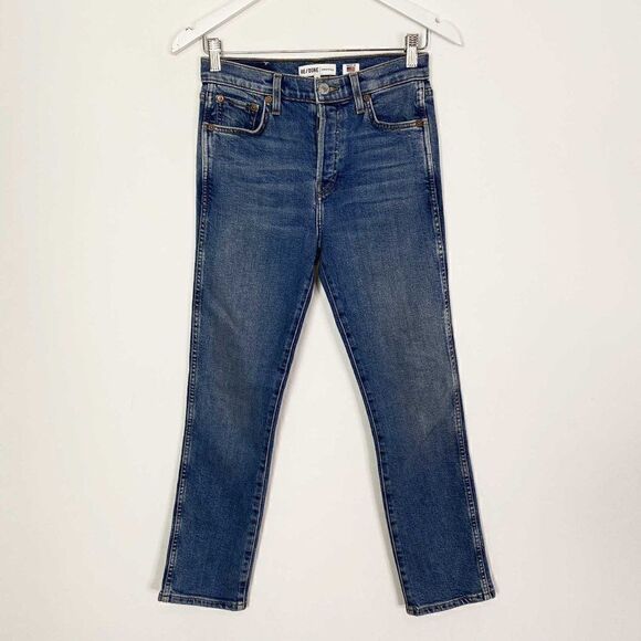 CLEARANCE - Re/Done Originals Double Needle Crop High Rise Button Fly Jeans - Picture 2 of 7